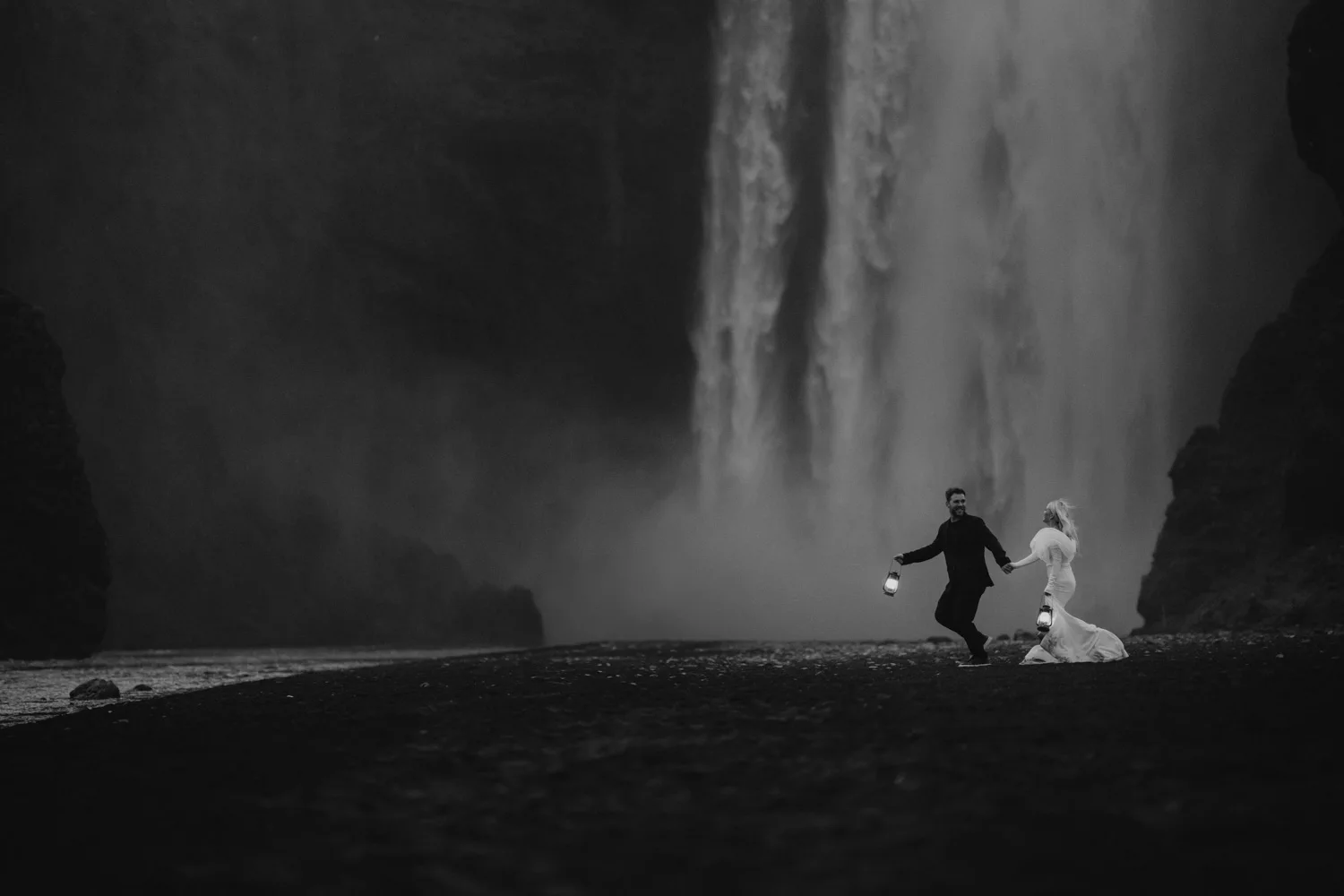 Skoggafoss Waterfall in Iceland is one of the most popular waterfall in the world and is a stunning backdrop to your Icelandic Elopement.